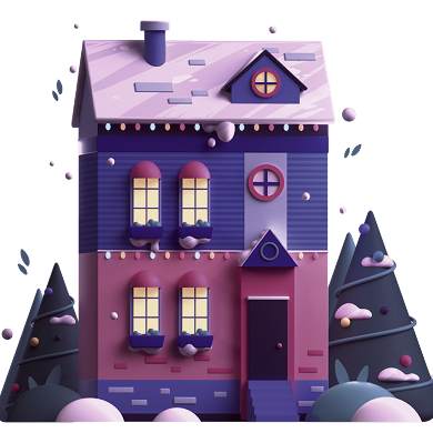 A cute house in purple tones